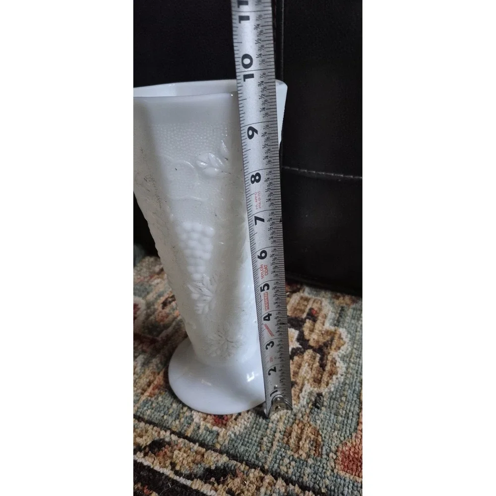 Vintage Milk Glass Grape Vase Pedestal White